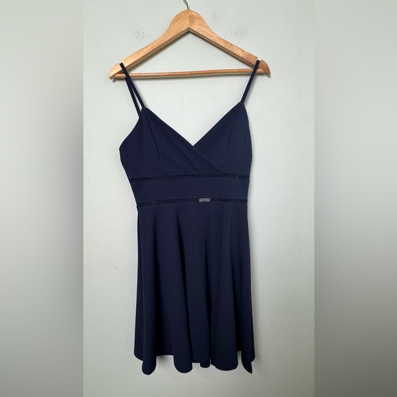 NWT Trixxi Fit and Flare Faran Ladder Trim Skater Dress in Navy Blue Size Large - Picture 5 of 14